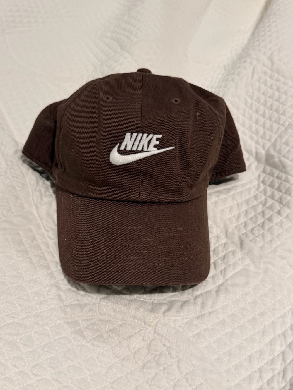 Nike Dark Brown Cap with White Swoosh Size S/M
